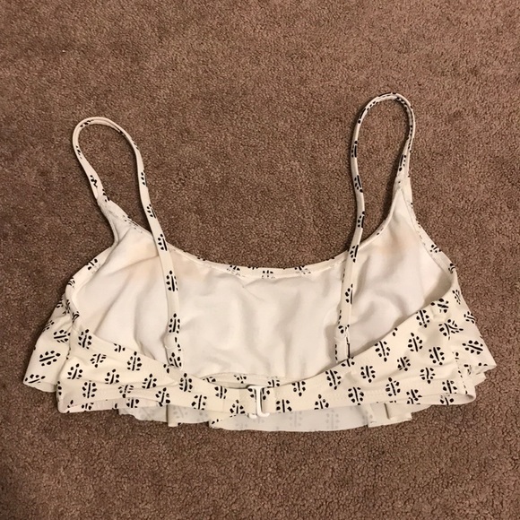 White and Black ruffle bathing suit top - Picture 2 of 2